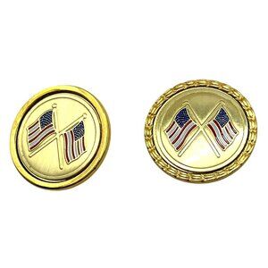 Vintage Gold-Tone American Flag Lapel Pins Set Of 2 A81